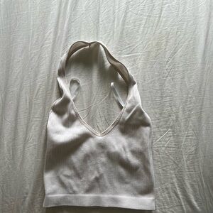 Aritizia Sunday Best SinchSeamless Ivory Ribbed halter Top